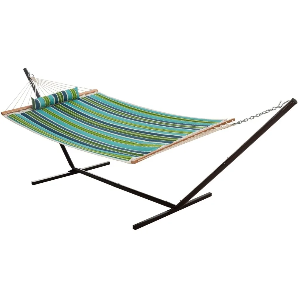 Living 2 Person Quilted Hammock with Patented KD Space Saving Stand & Detachable Pillow, Designed in The USA, Heavy Duty