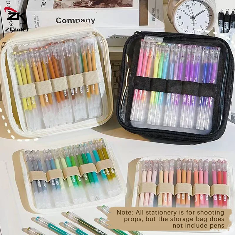 (ZYDD01) 1Pcs Portable Color Pen Pouch Hand Accounting Large Capacity Pen Storage Bag Can Hold 36/108 Gel Pen Stationery Bag