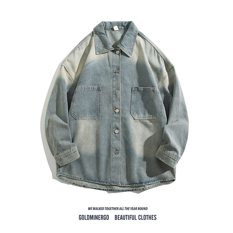 

Мужская джинсовая одежда свободного покроя в стиле ретро, повседневная верхняя одежда для пар, классическая американская одежда для отдыха