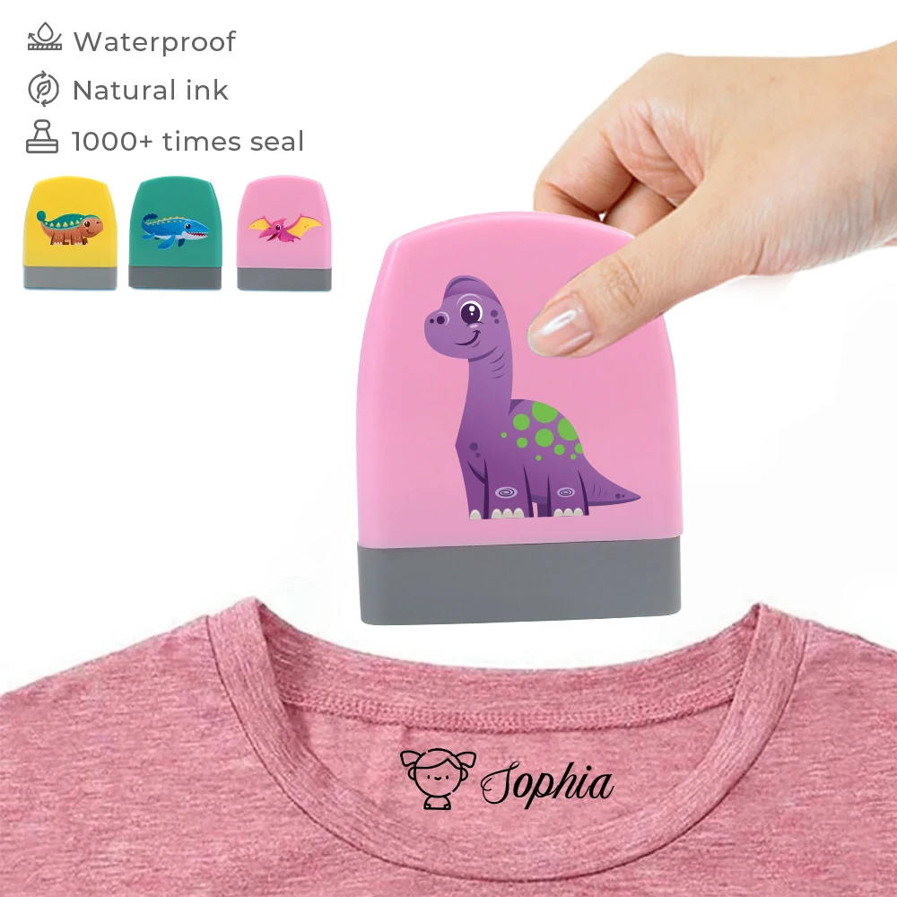 1 Stück personalisierter individueller Namensstempel Jurassic Dinosaurier Muster personalisierte wasserdichte Tintenstempel Schulbedarf