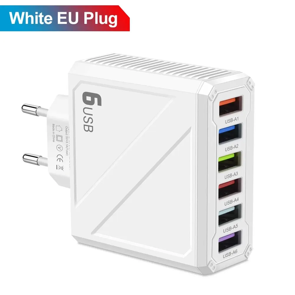 3,1 A 6 Ports USB Ladegerät Schnelle Lade Wand Ladegerät Schnell Ladung Für iPhone Samsung Xiaomi Huawei Handy Adapter