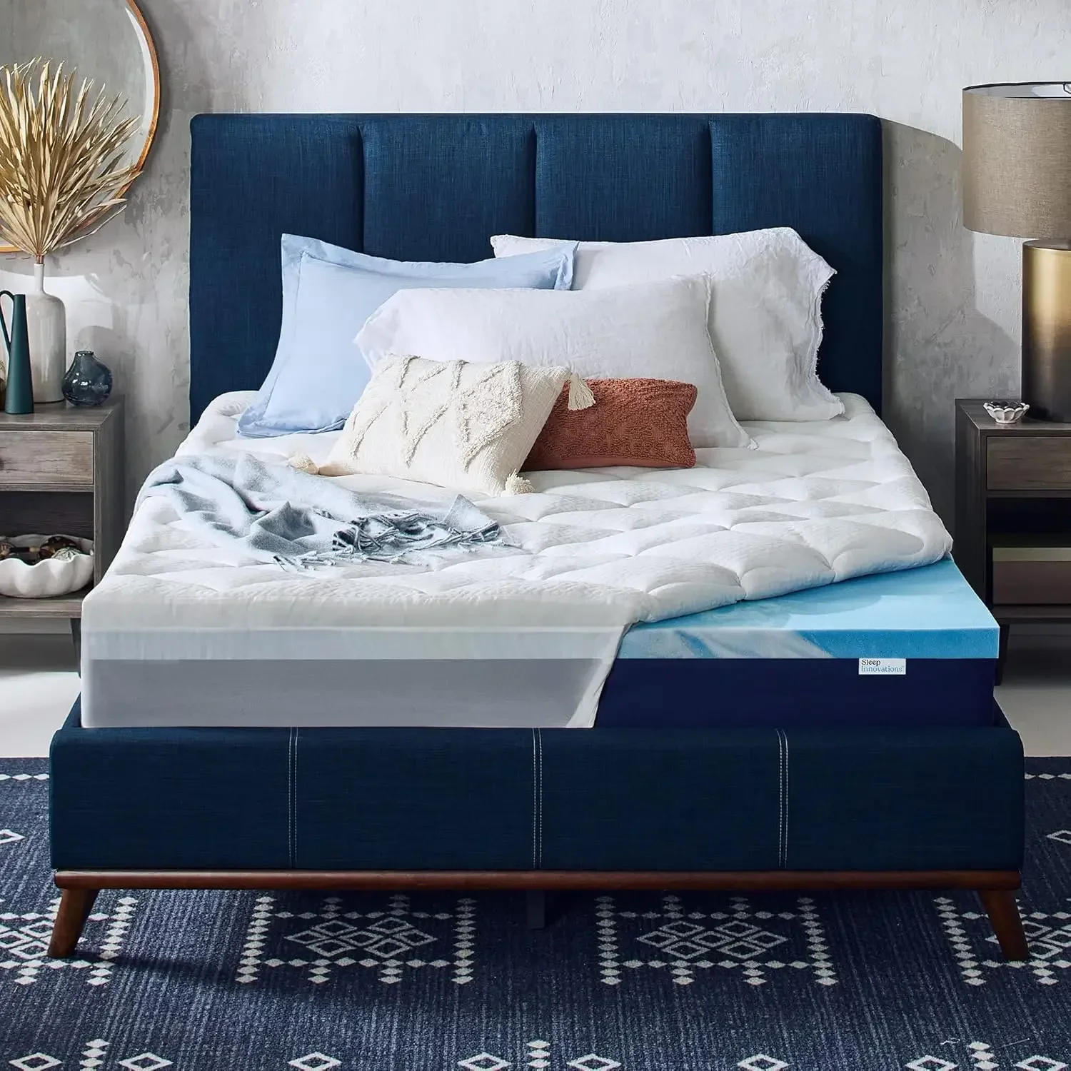 Cooling Comfort Gel Memory Foam Dual Layer King Mattress Topper Pillow Top Cover