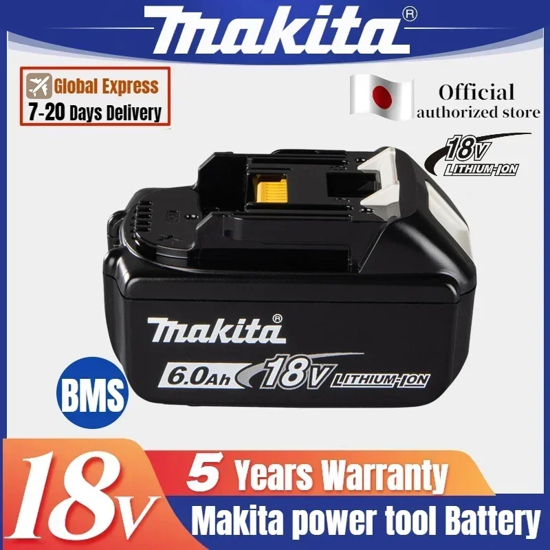 

BL1860B Makita 21V 6A Rechargeable Lithium Ion Battery With Battery indicator For Makita BL1830 BL1840 BL1850 Power Tool Battery