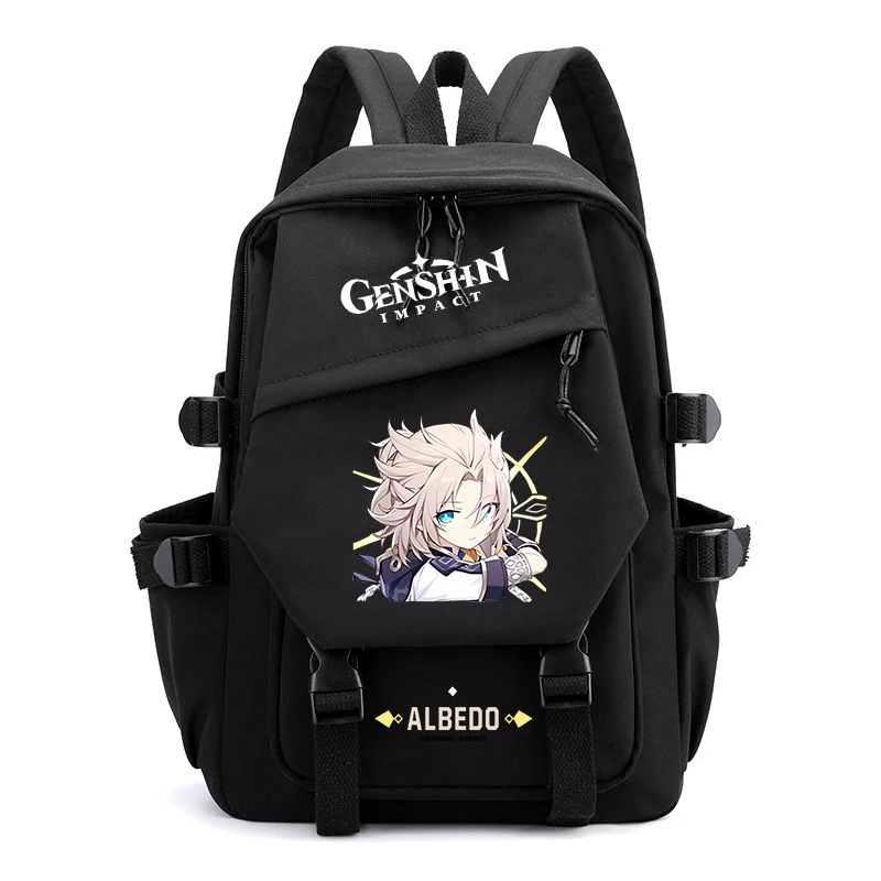 New Genshin Impact Albedo Printed School Bags Fashion College Backpack Men Women Travel Rucksack Student Boy Girls Bookbag Gift