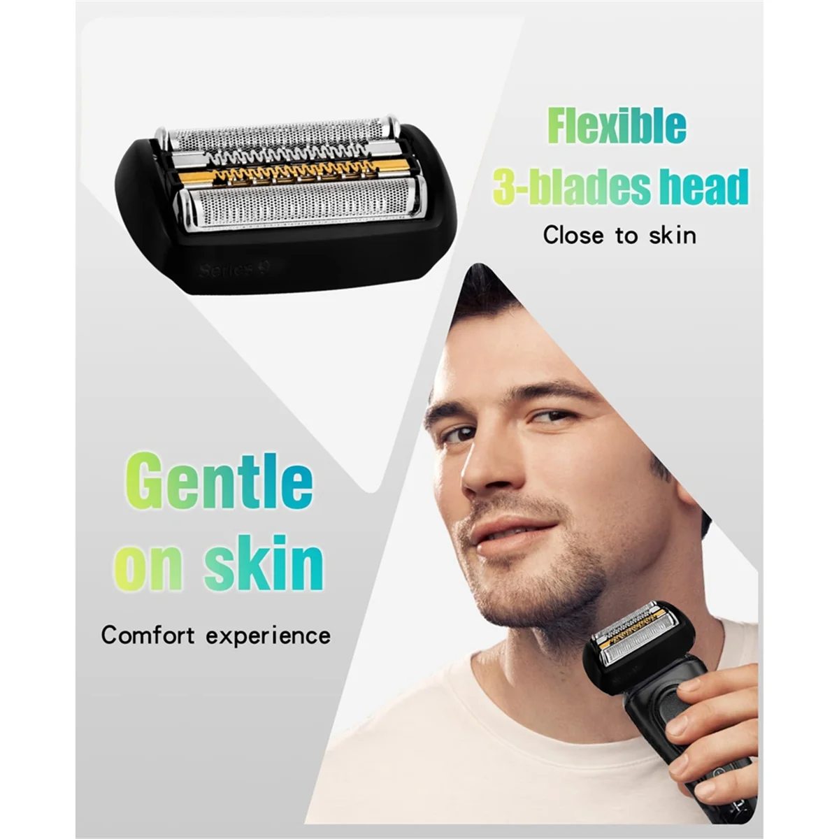 Testina di ricambio 92S per rasoio a lamina serie Braun 9 9040s, 9292cc, 9293s, 9295cc, 9296cc, 9297cc, 9299s