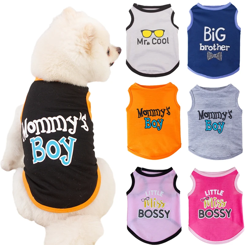 Letter Print  Puppy Dog Sleeveless Vest Summer Pet Clothes for Small Dogs Pomeranian Bichon T-shirt Outfits ropa para perros