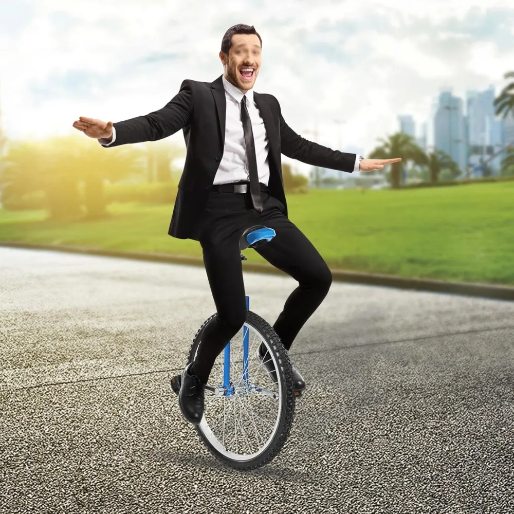 

24" Wheel Unicycle Wheel Unicycle with Steel Rim Skid-Proof Tire Adjustable Seat Sports Exercise Bicycle for Daily Fitness