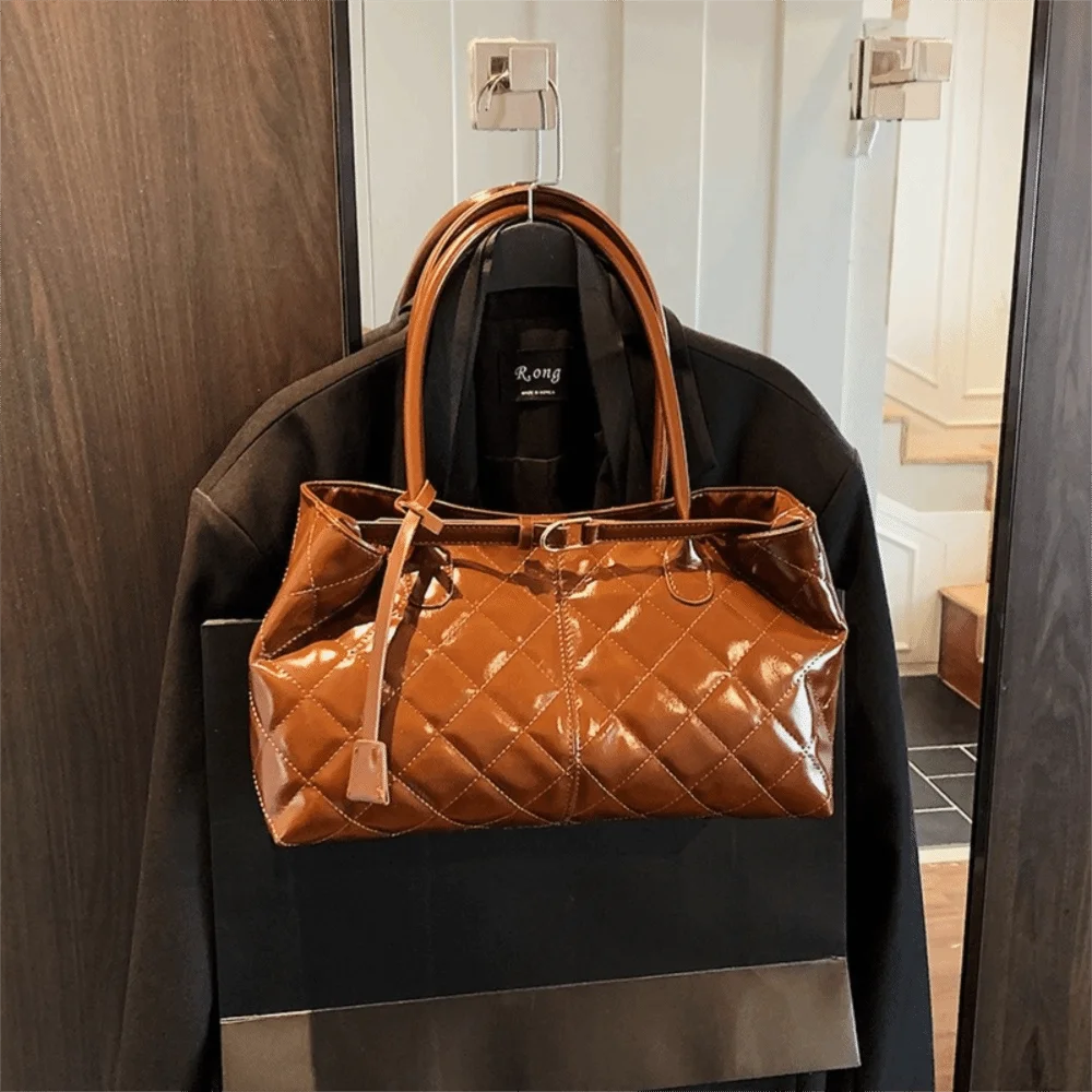 

New Oil PU Leather Handbag Large Capacity Multifunctional Shoulder Bag Casual Underarm Bag Women