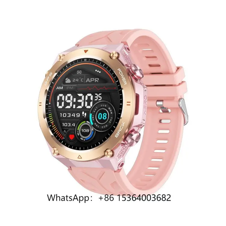 

TJXL-2024 Hot Sale Waterproof GPS Smartwatch Fashionable Fitness Tracker with round IPS Display Rubber Band iOS Compatibility
