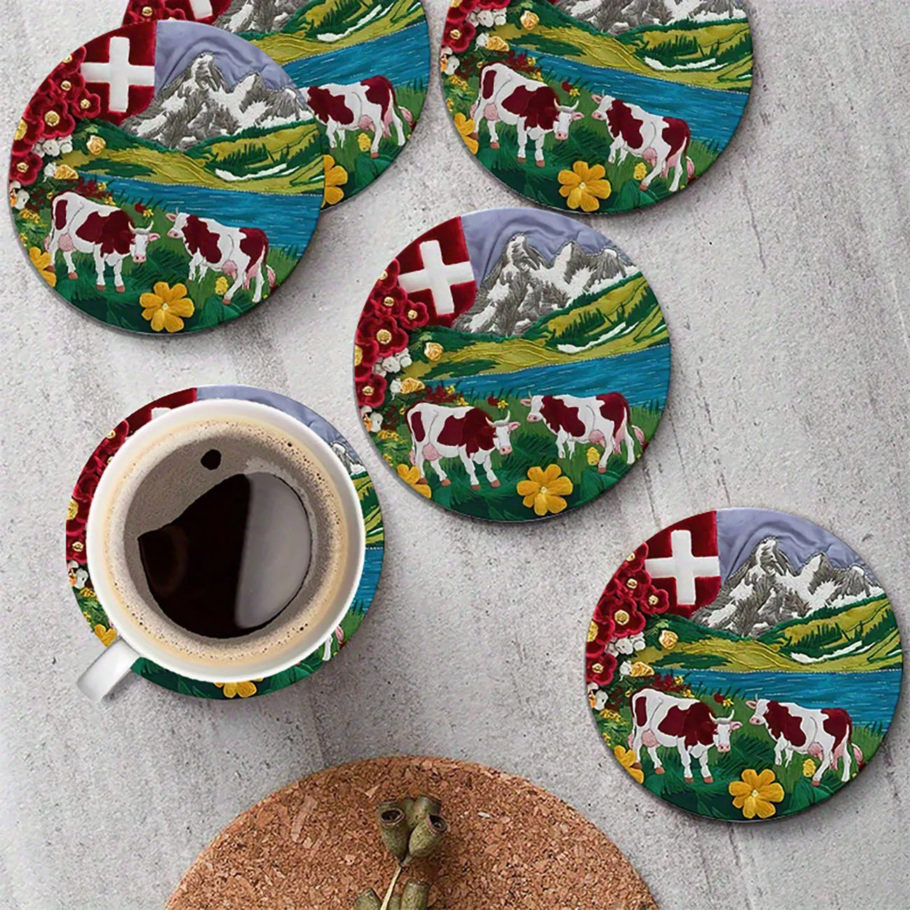 6 pieces - Wooden coasters, anti slip and heat-resistant dining table decorations, coffee shop and restaurant gifts