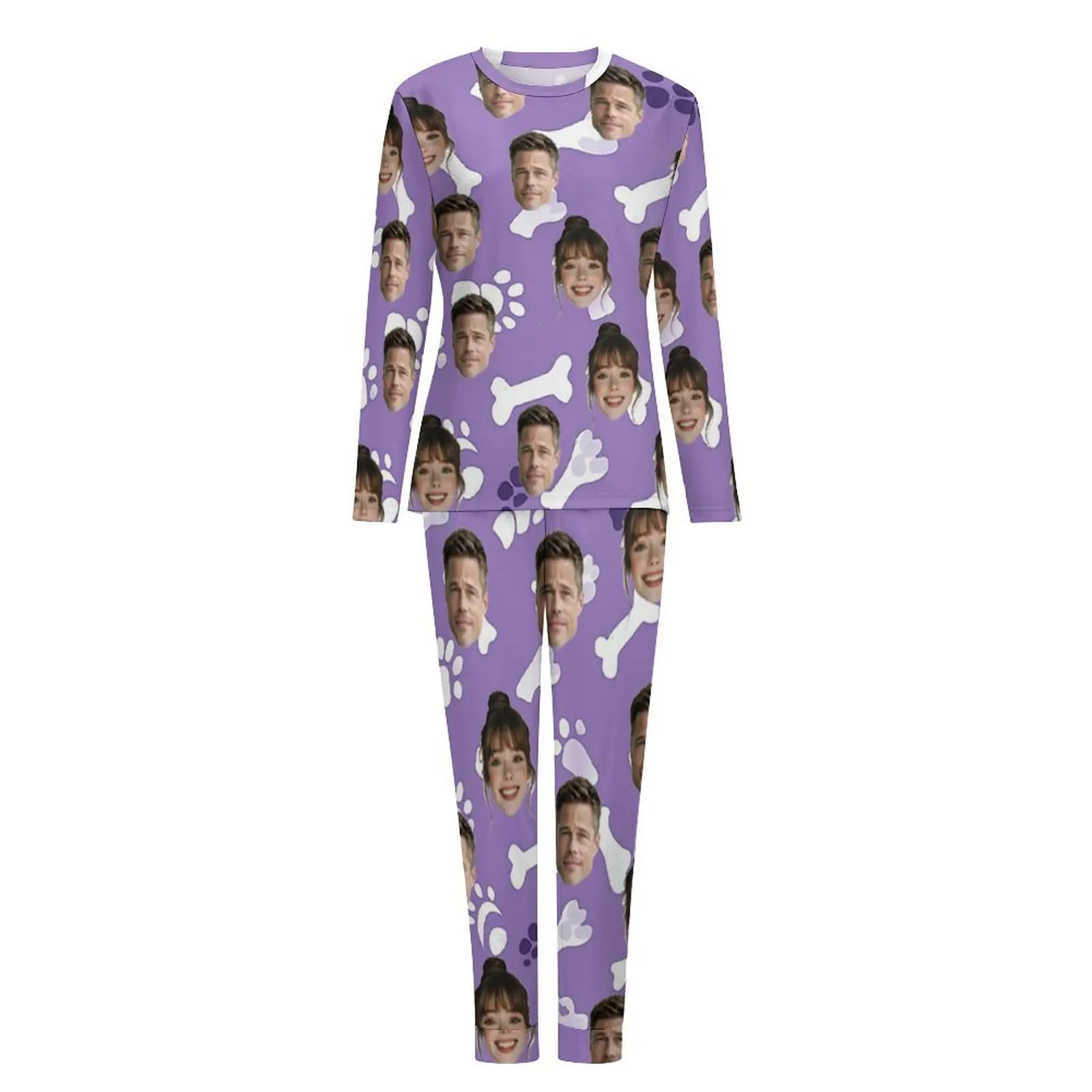 بيجامة نسائية مخصصة مع ملابس منزلية للوجه طقم بيجامة نسائي مخصص بأكمام طويلة بيجامة مخصصة مع بيجامة صور مخصصة للوجه