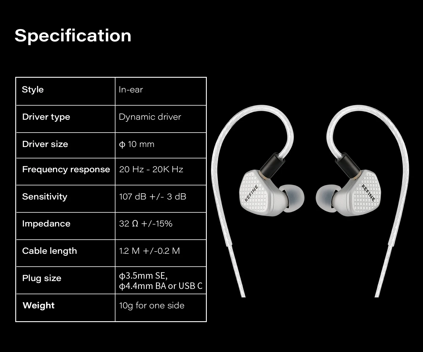 Kefine Klean SV 10mm DLC Membran-Dynamischer Treiber HiFi IEM Kopfhörer mit Robuster und Langlebiger Konstruktion – Detail 13