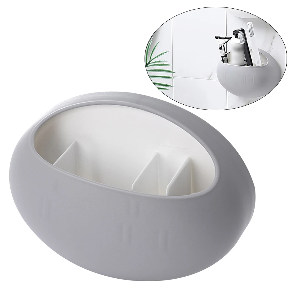

1pc Suction Toothbrush Holder Wall Mounted Space Saving Hygienic Stand Strong Suction Smooth Surface Installation Four Divisions
