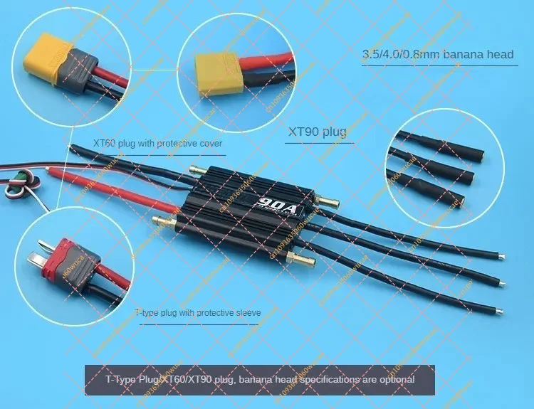 for Flycolor RC Boat Brushless ESC 50/70/90/120/150A, Water-Cooled Bidirectional 2-6S Lipo with Banana Plugs