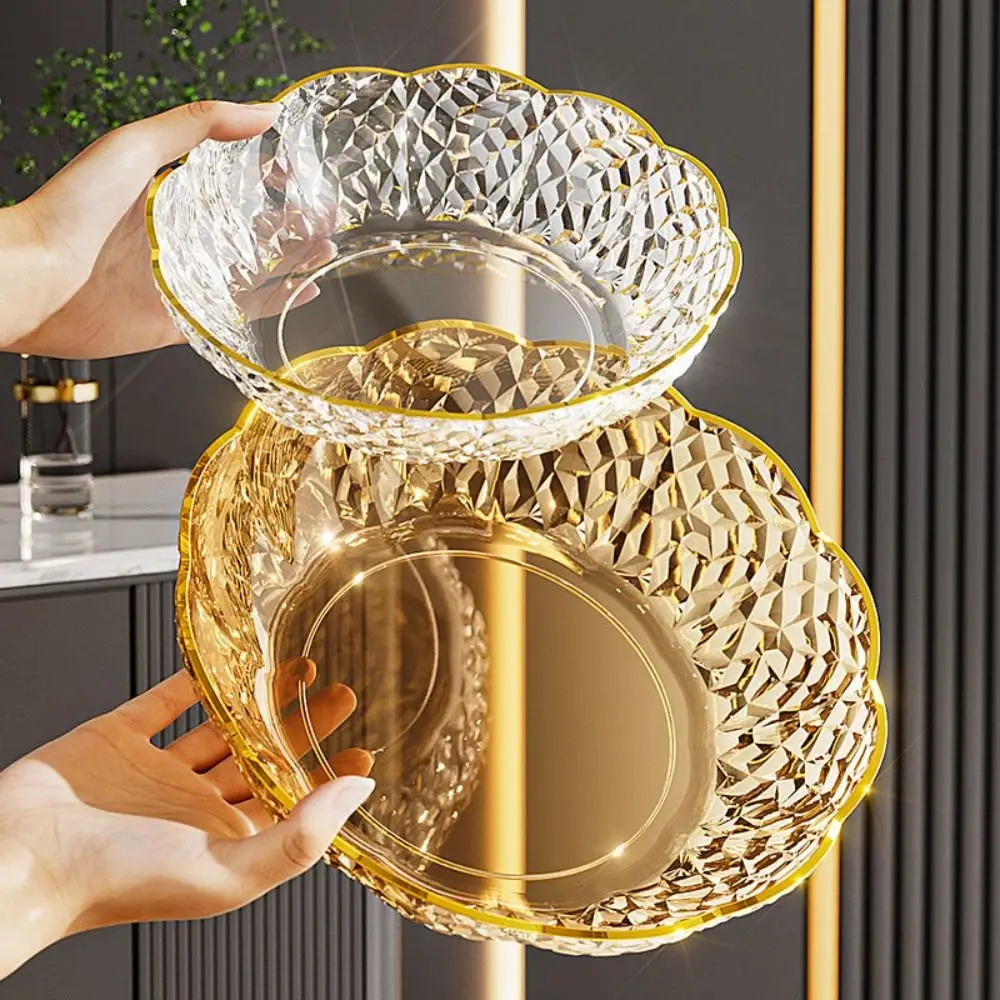 رائعة زهرة على شكل أطباق فاكهه شفافة الماس الحلوى صينية للسلطة عرض ضوء طبق للوجبات الخفيفة الفاخرة المنزلية #2