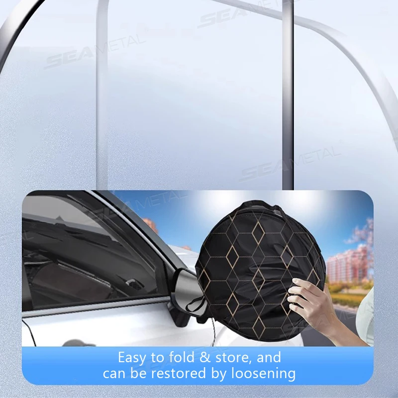 SEAMETAL Foldable Windshield Sunshade Thick 5-Layer Windscreen Sun Protection Cover Privacy Curtain Universal for Sedan Suv Mpv - view 4