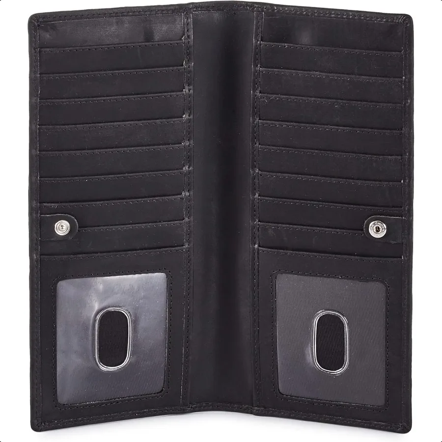 

Long Wallet for Men Women Real Leather Bifold RFID Stylish Slim Handmade 2 ID Window Credit Card Holder in Gift Box
