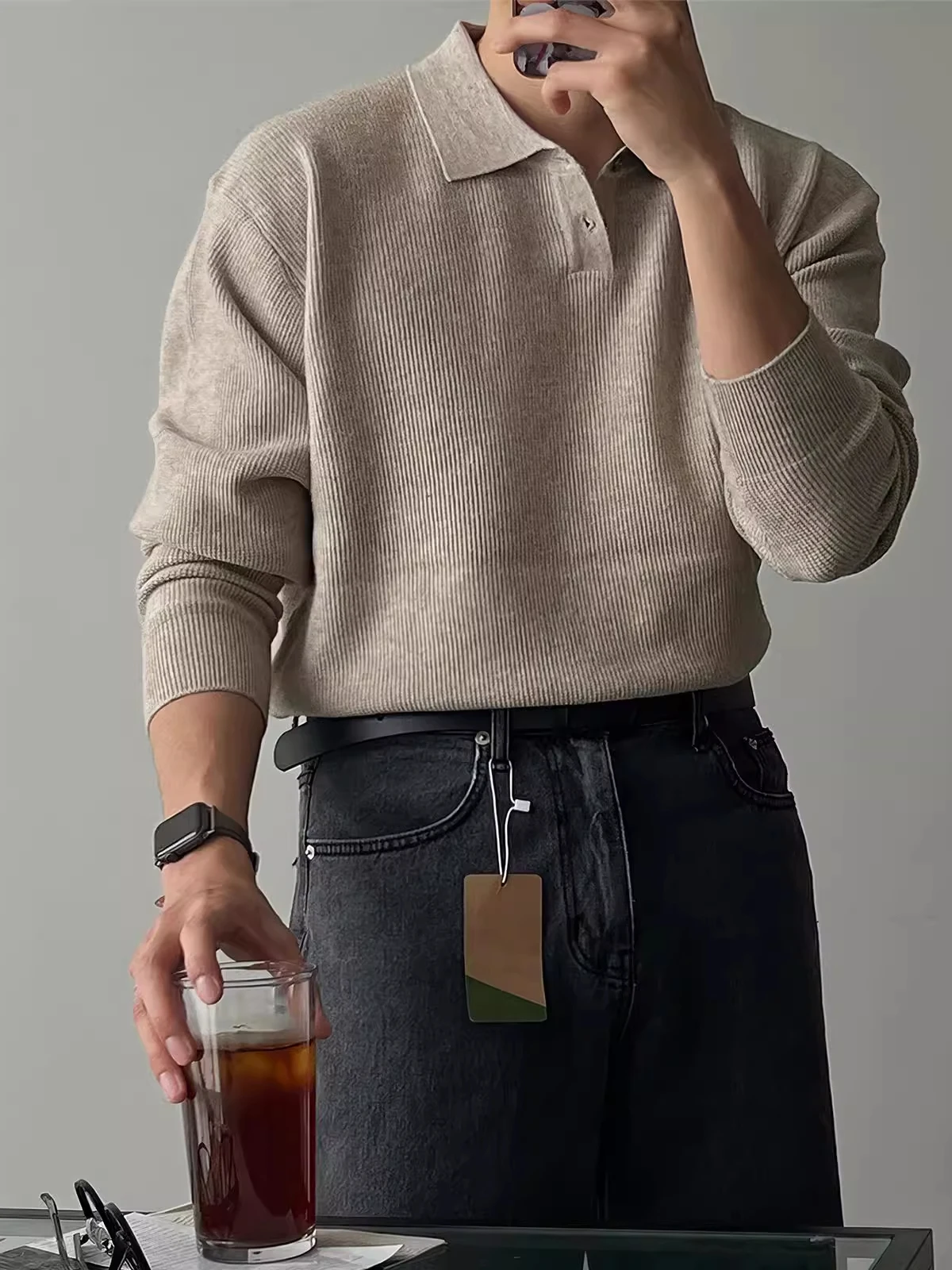 

Korean Sle Long Sve Ne Knitted Sweater Men's Casual High-End Sensation Skin-friendly Base irt Lightweight Matur...