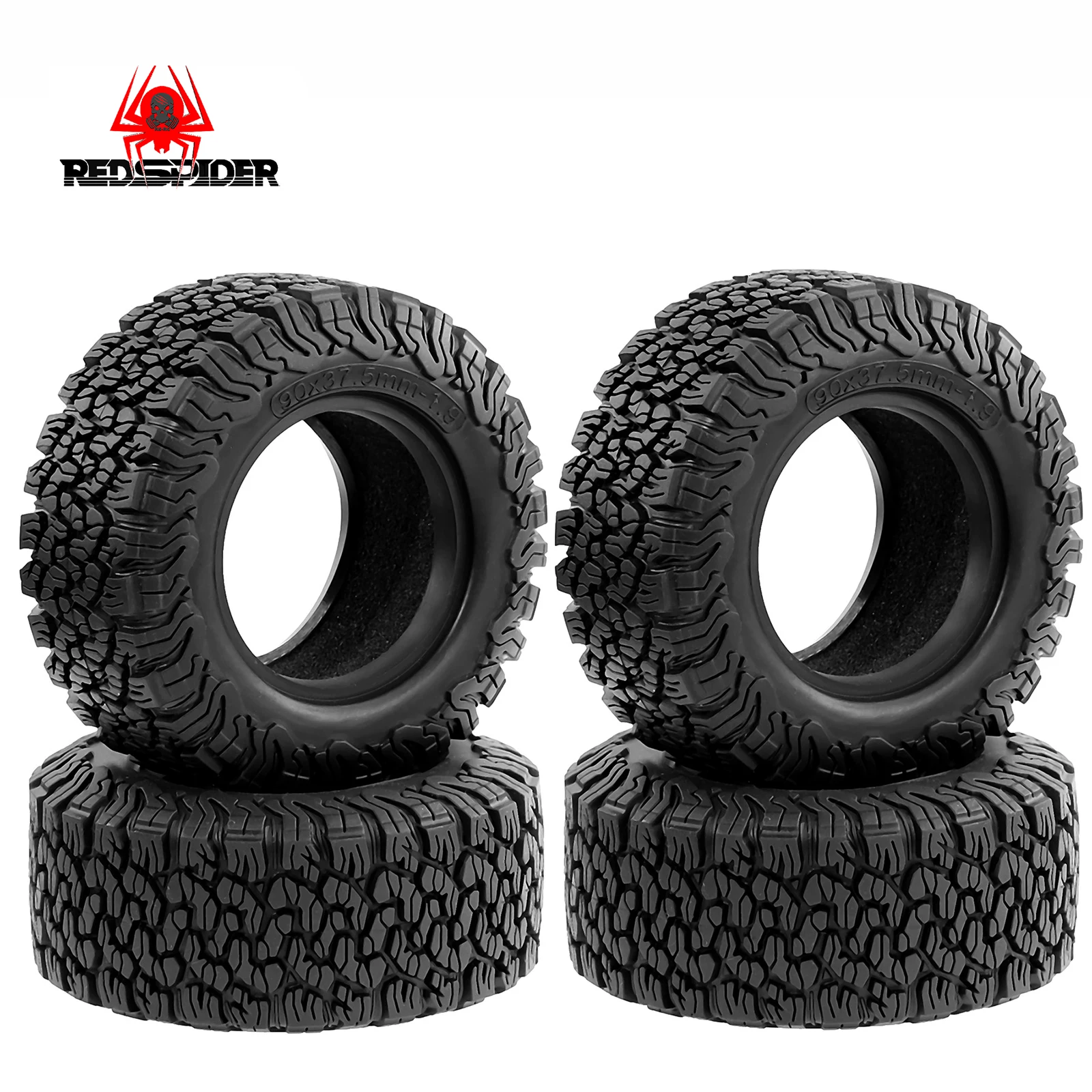 RED SPIDER 90mm 1.9 Inch Rubber RC Tires All Terrain Replacement Tyres Fit 1/10 Axial SCX10  TRX4 TRX6 RC Crawler Off Road Truck