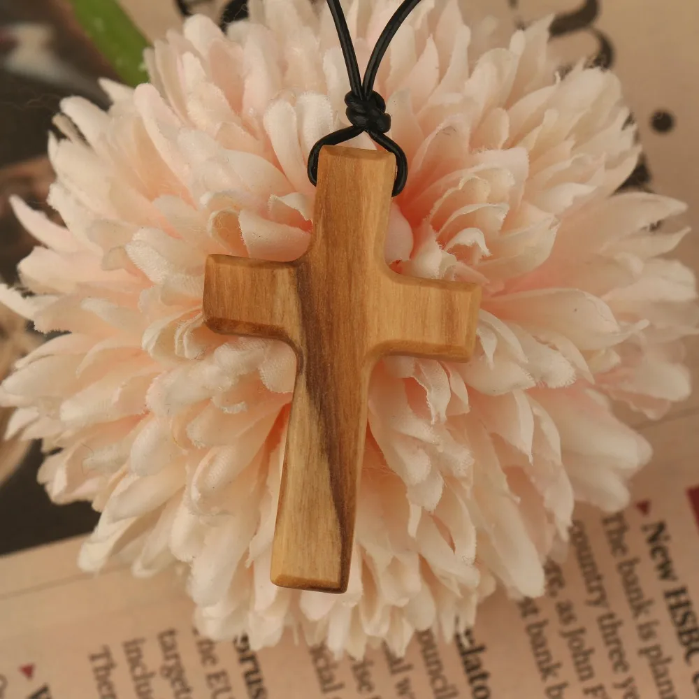 

Yoyai Cross My Heart Encouragement Gift Christian PrayerVintage Angel Olive Wood Cross Pendant Jesus Talisman Handmade Necklace