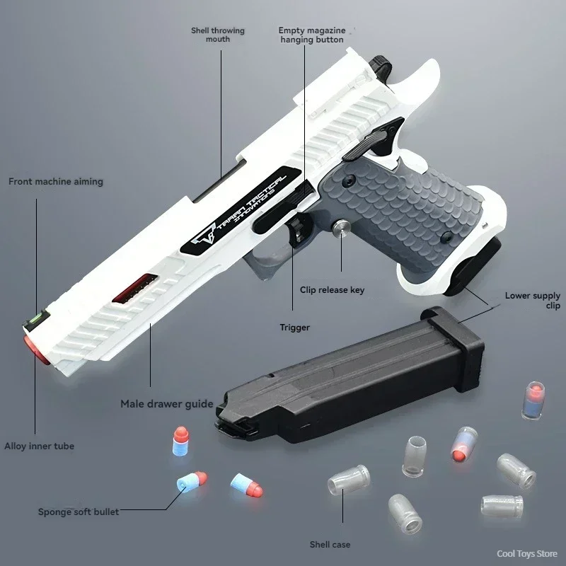 2025 New Toy Gun UDL2011 Alloy Nylon Soft Shell Ejection Pistol Manual Launcher Actual Size Fake Blasting Gun Copy Toy Boy