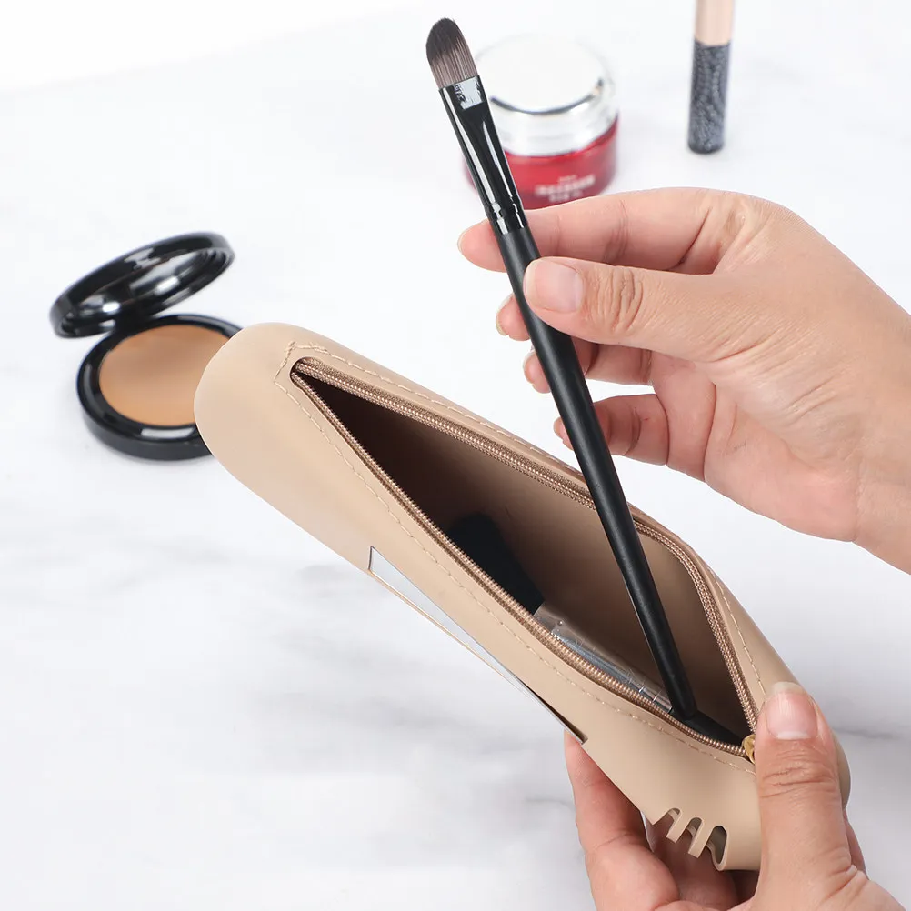 

Travel Makeup Brush Holder Silicone Storage Case Small Compact Lightweight Brush Organizer Bag for Makeup Accessories