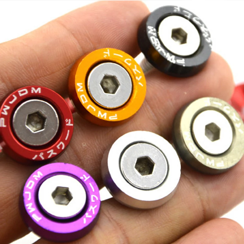 10PCS Universal M6 Car Nuts Bolts JDM Stickers Password Fender Washer License Plate Bolts Car Styling Modification Accessories