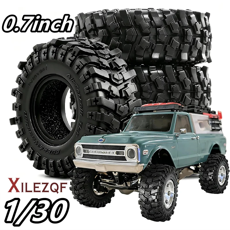XILEZQF 1/30 RC Crawler Tires 40mm 0.7in Soft Rubber All-Terrain Tyres for 1/32 Rock Mud Car Axial SCX30 Redcat Ascent-32