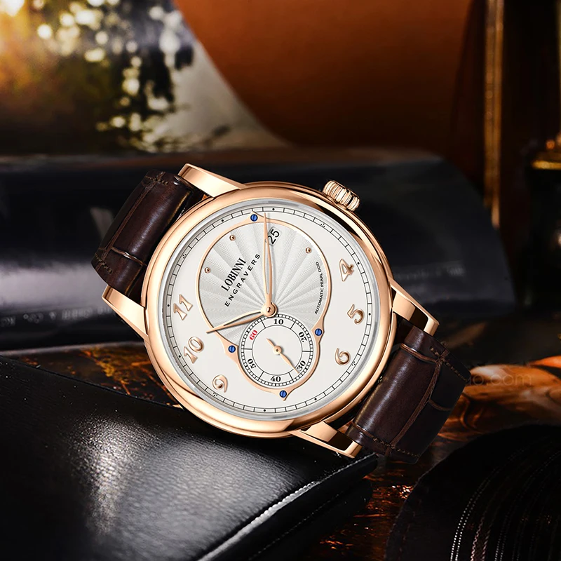 

LOBINNI New Design Mirco Rotor Movement Wristwatch Male 40mm Dial Sapphire Crystal Mirror Automatic Wrist Watch For Men