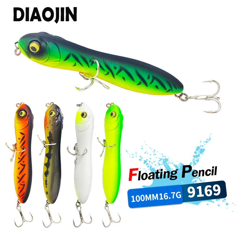 

Pencil Fishing Lures Surface Darter Bait 10cm 16.7g Top Quality Pencil Fish Bass Pike Lure Crazy Snake Head Artificial Baits