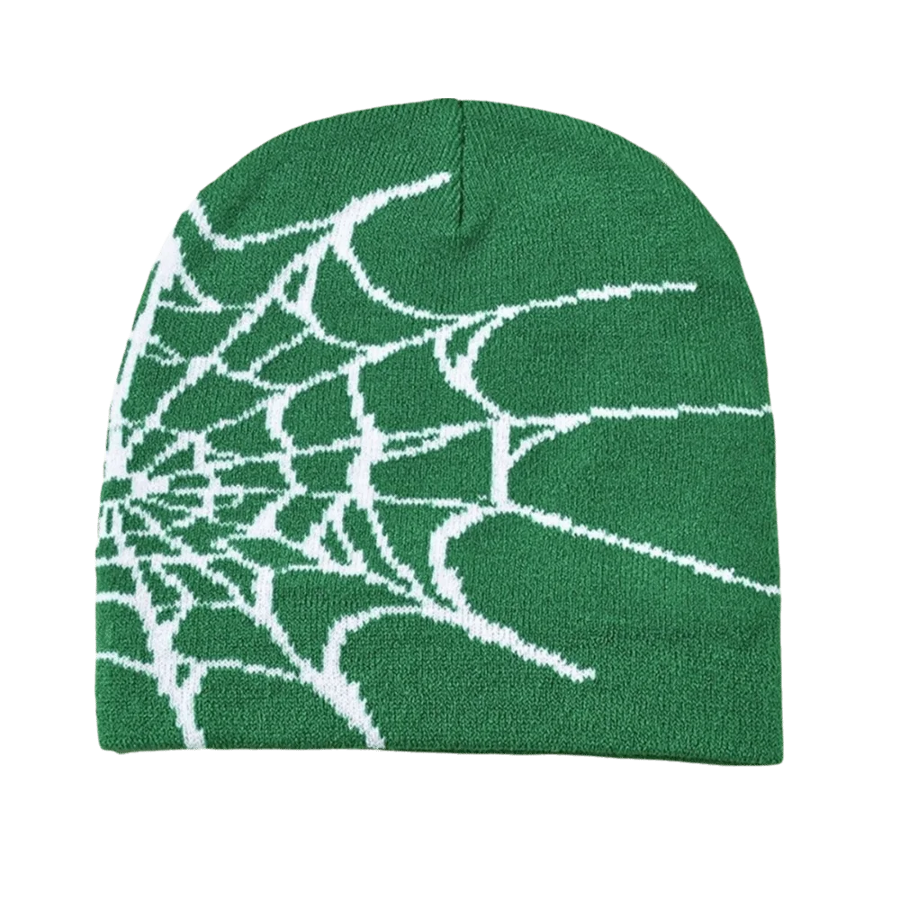 Vintage Soft Spider Web Pattern Beanie Caps Warm Street Punk Pullover Hat Multiple Colors Stretch Cuffed Knitted Hat Streetwear