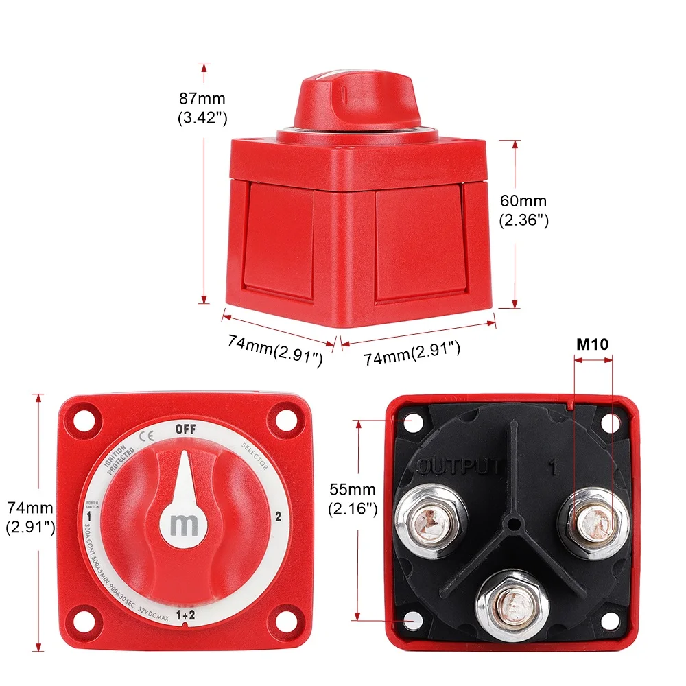 3/4 Position M-Series Switch Cut Single Dual On/Off Marine Boat 12-48V 100-300A Battery Switch Isolator Disconnect Rotary