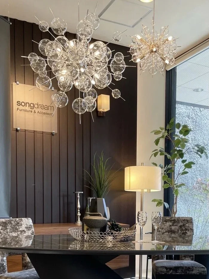 

Luxury living room chandelier master bedroom restaurant designer Nordic creative glass dandelion chandelier modern simplicity.