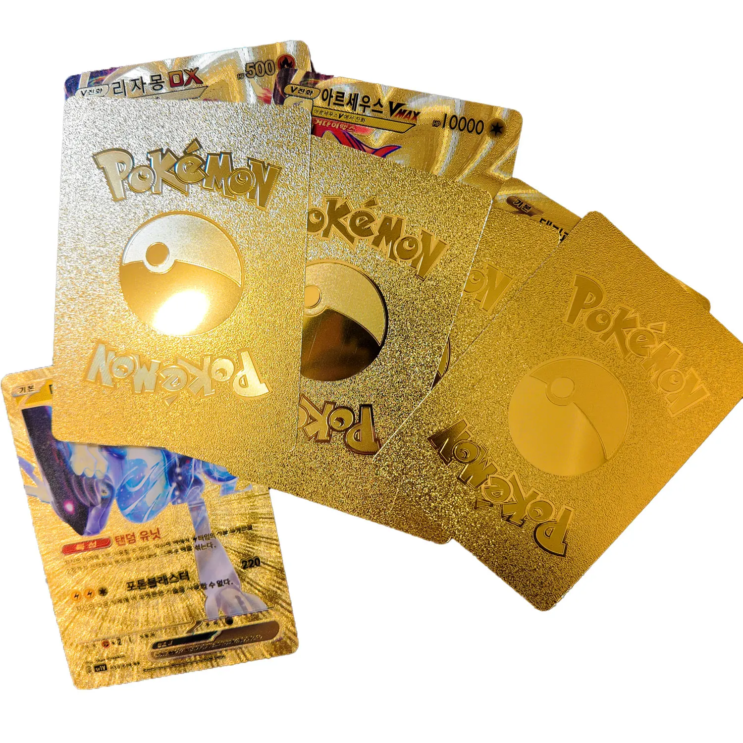 55pcs Golden Foil Plastic Pokemon Cards in Korean Terastal Charizard  pikachu mewtwo Classical Proxy Card kids Collection Gift - AliExpress 26