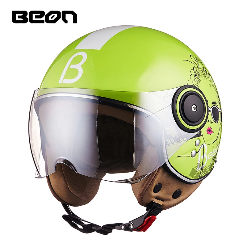 Retro Vintage Helmet Motorcycle 3/4 Open Face DOT approved visor PU leather Casco Moto Helmet Motocross helmets With Goggle Mask