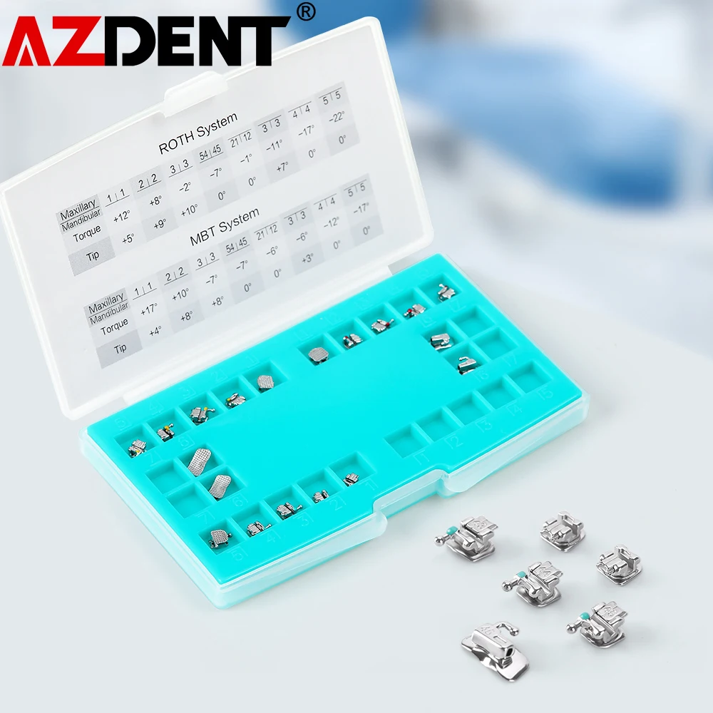 

1 Pack Azdent Dental Passive Self-ligating Brackets With Buccal Tube Mini MBT/ Roth 022 Hooks 3-4-5 / 3