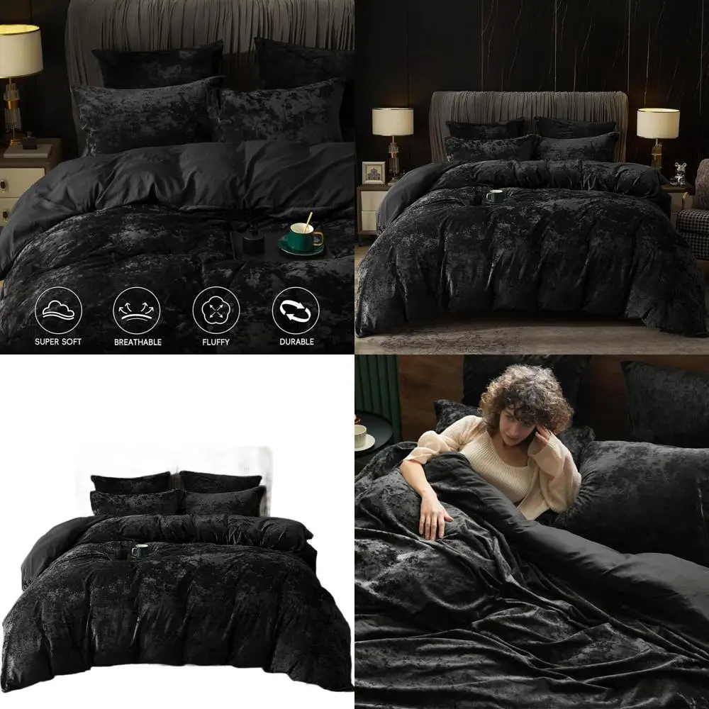 

Truly Velvet Duvet Cover Set King Size, 3pcs Ultra Soft Breathable Comforter Cover Set (No Filling), Luxury Cozy Flannel Duvet C