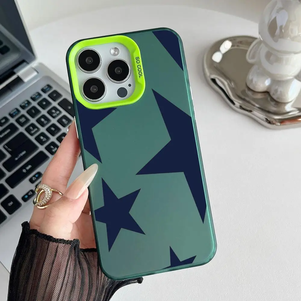 Funda de teléfono estrella minimalista azul adecuada para iPhone 17 16 15 14 13 12 11 Pro/Max/Plus contraportada anticaída y a prueba de golpes