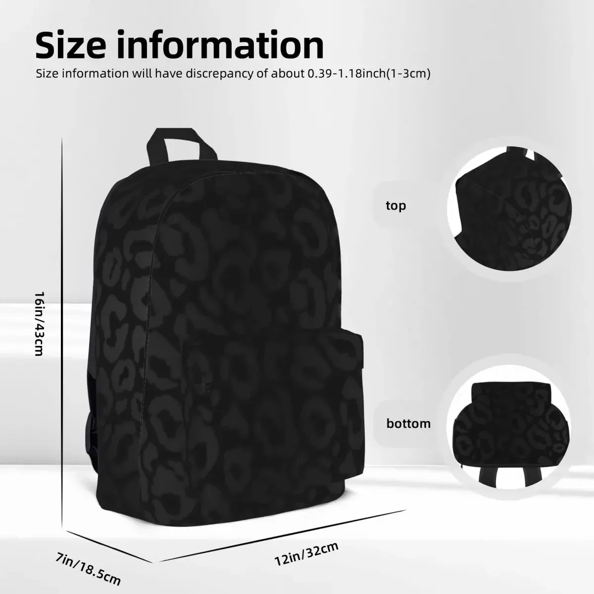 Black Leopard Print, Cheetah Skin Woman Backpacks Boys Girls Bookbag Casual Children School Bags Portability Travel Rucksack