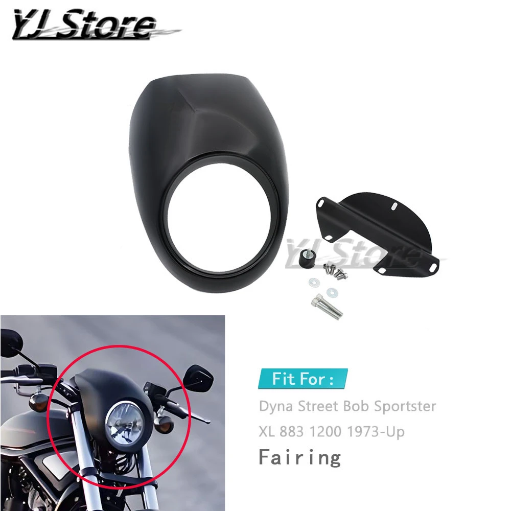 Ajuste para Harley Dyna Street Bob Sportster XL 883 1200 1973-Up máscara de luz de cabeza de motocicleta carenado de faro Kits de montaje de horquilla delantera