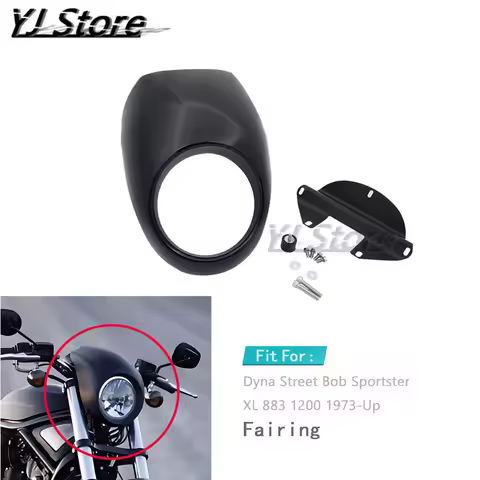 Fit For Harley Dyna Street Bob Sportster XL 883 1200 1973-Up Motorcycle Head light Mask Headlight Fairing Front Fork Mount Kits