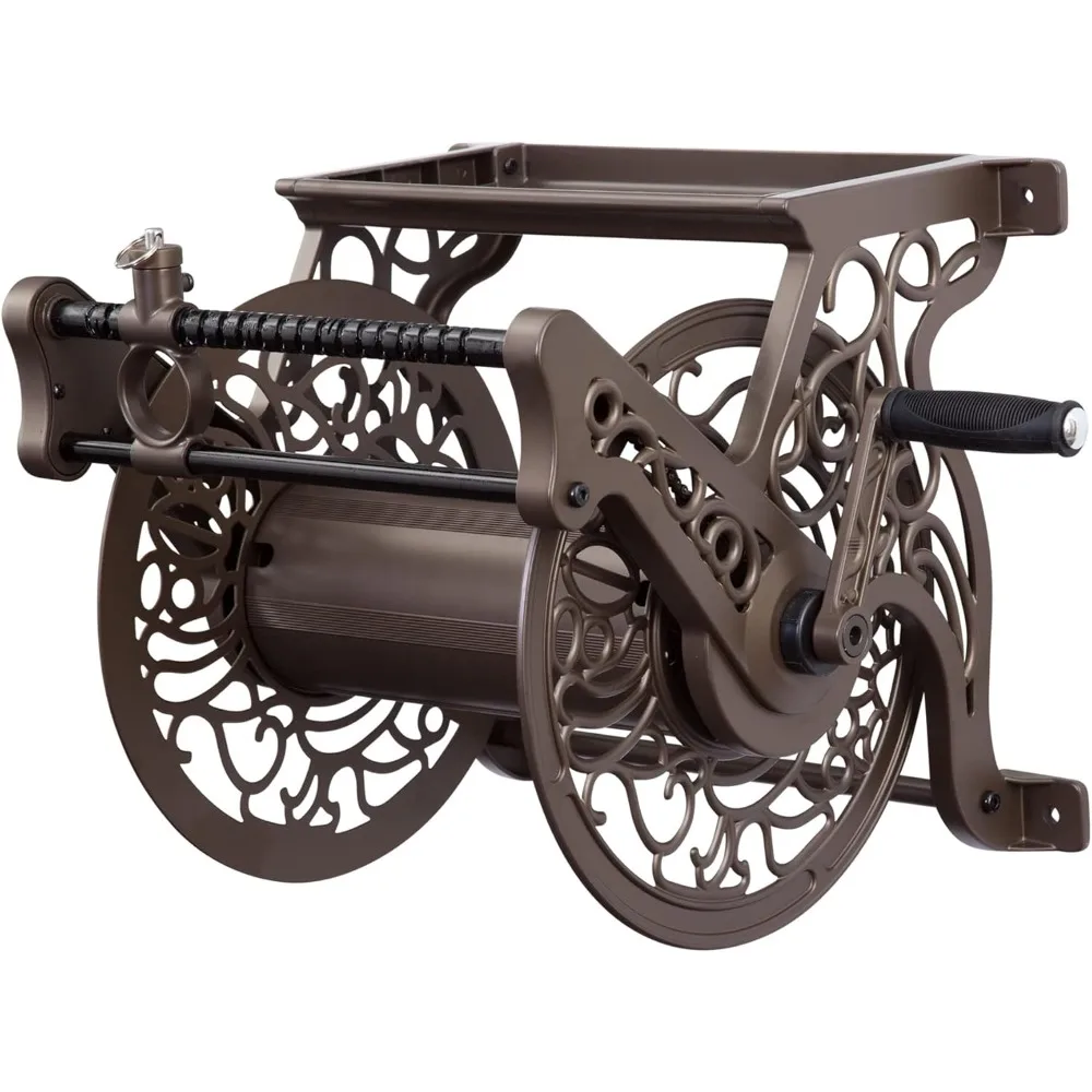 

707 Decorative Wall Mount Garden Guide Hose Reel, Bronze