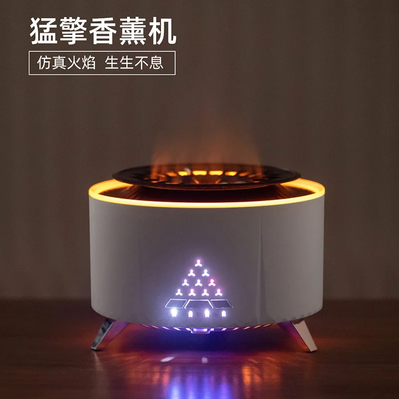 New Bluetooth Aroma Diffuser Stove Flame Aroma Diffuser Small Desktop Heavy Fog Cross-Border Hot Selling Aromatherapy Mist Spect