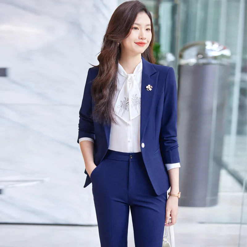 2023 Autumn and Winter New High-End Business Suit Women's Fashion Temperament Goddess Style Thin Western Style Suit Two-Piece Su