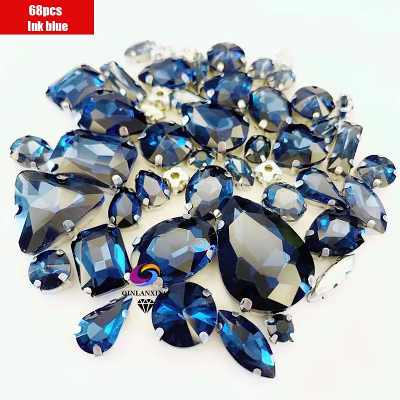 68Pcs Mix Crystal Silver Claw Setting Rhinestones
