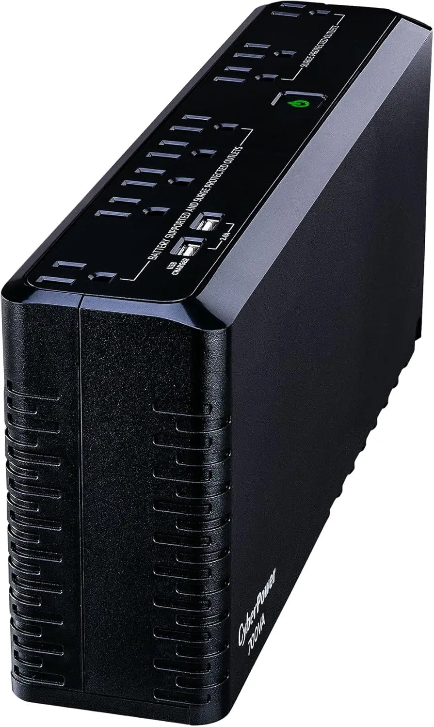 CyberPower SL700U Standby UPS System, 700VA/370W, 8 Outlets, Slim Profile, Black