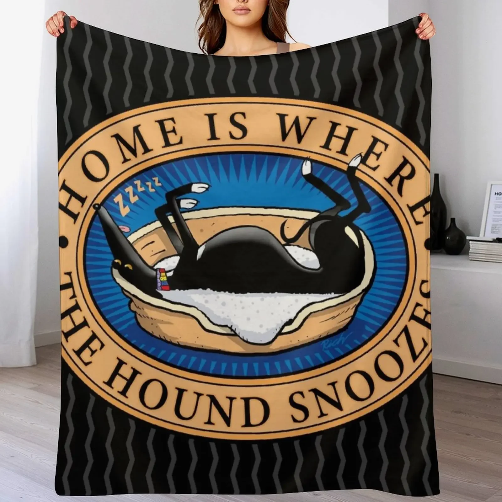 

Home is where the Hound snoozes Throw Blanket Cozy Light Blanket for Travel Camping Picnic