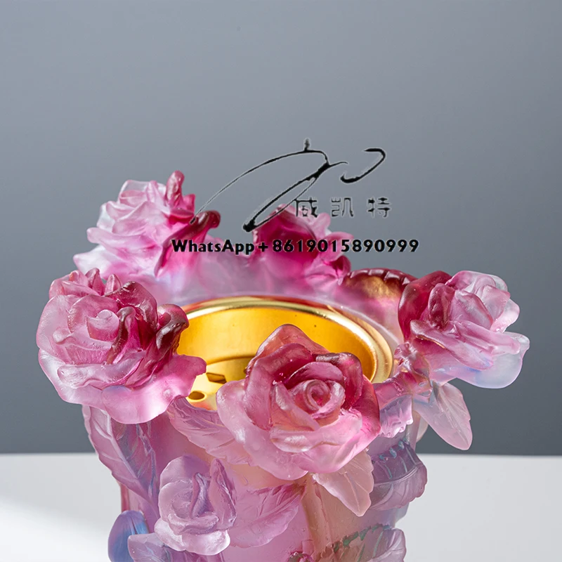Middle East Crystal Incense Burner Rose Customized Home Decor Vase