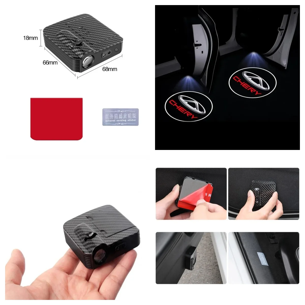 LED Door Welcome Projector Light For Chery Tiggo7 Tiggo8 Pro Omoda C5 Jaecoo J7 High‑Definition Logo Projection Interior Parts