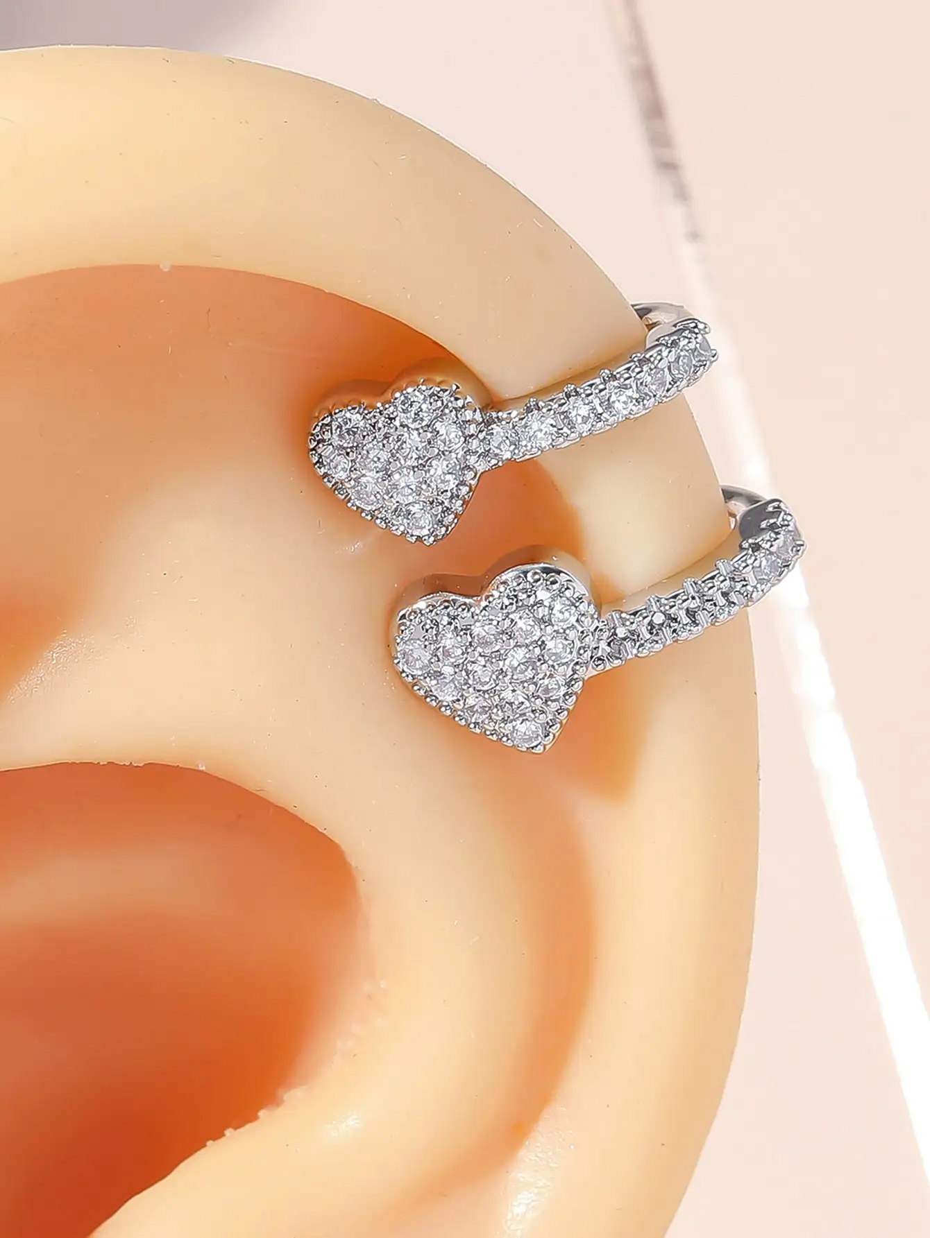 

Heart Clip-On Earrings with Zirconia for Women, No Piercing Needed, Fashion Jewelry